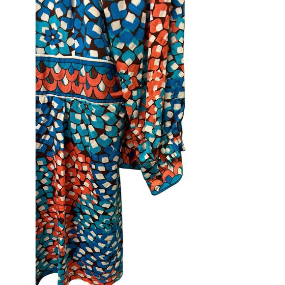 ECI New York 1X Floral V Neck Top 3/4 Sleeve Keyhole Back Side Zip Plus Size - Picture 9 of 9